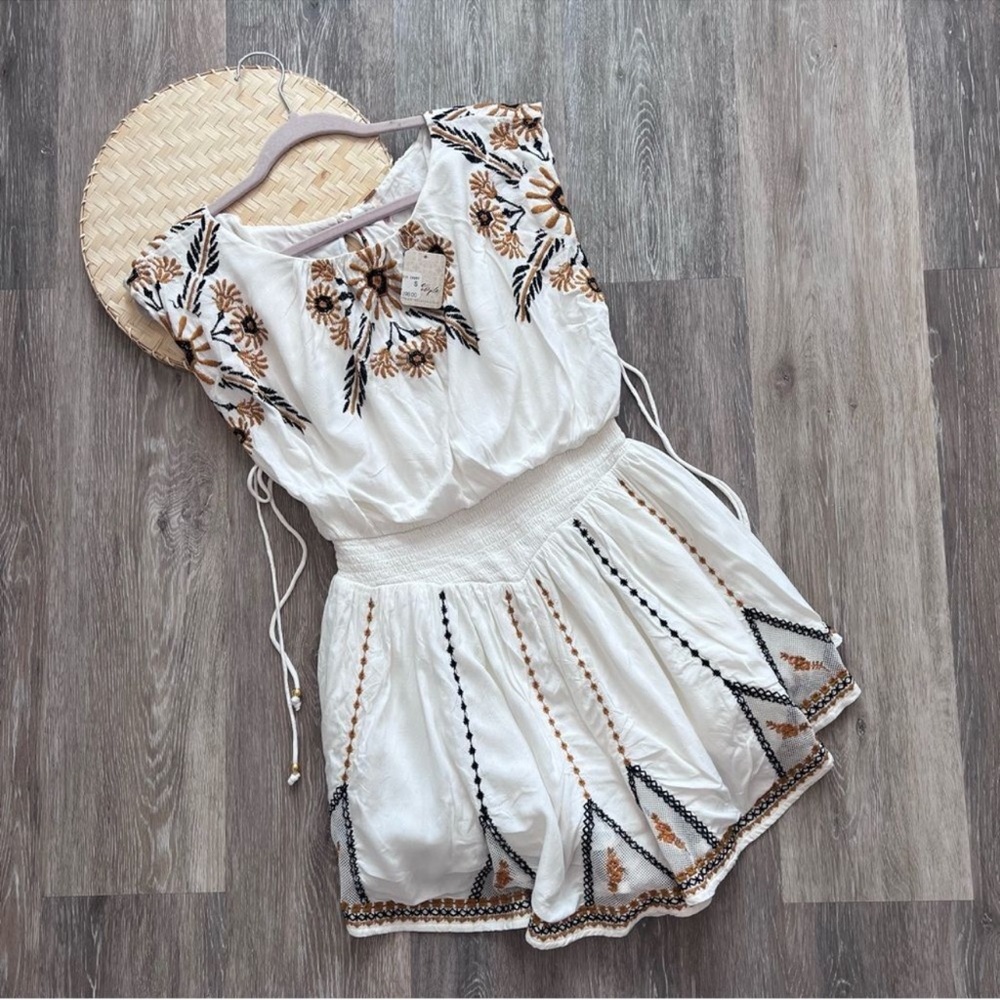 NWT - Free People Catalina Embroidered Sleeveless Romper - XS